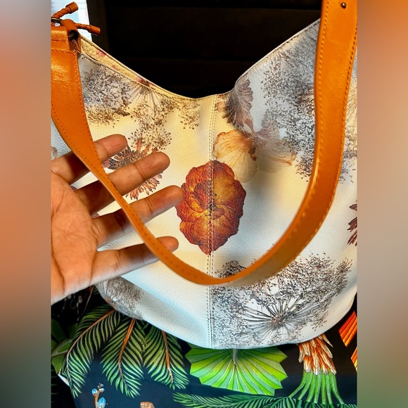 Miss Albright Anthropologie Floral Boho Whimsical Leather Hobo Shoulder Bag - Picture 4 of 14